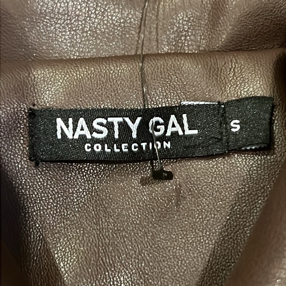 NWOT Nasty Gal Faux Leather Western Fringed Cropped Jacket, Brown - Picture 2 of 10